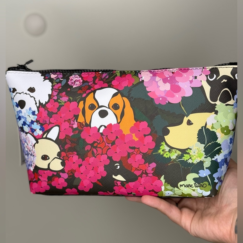 Marc Tetro NWT Floral Dog Print Cosmetic Pouch